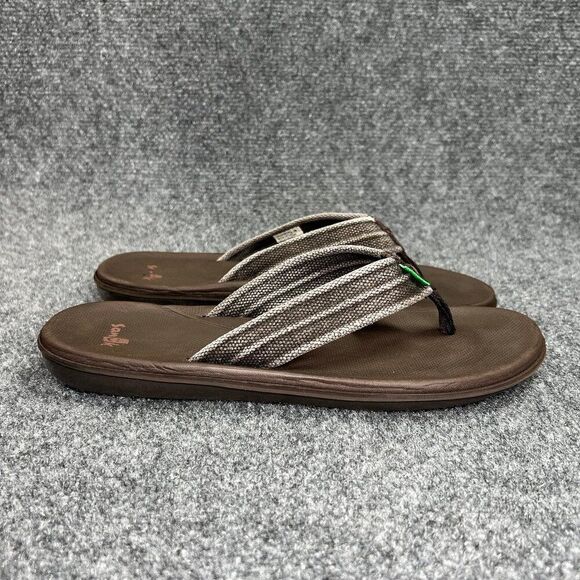 Sanuk Planner Sandals Men's 8 Brown Comfort Casual Recovery Toe Post Flip Flops - Picture 1 of 12